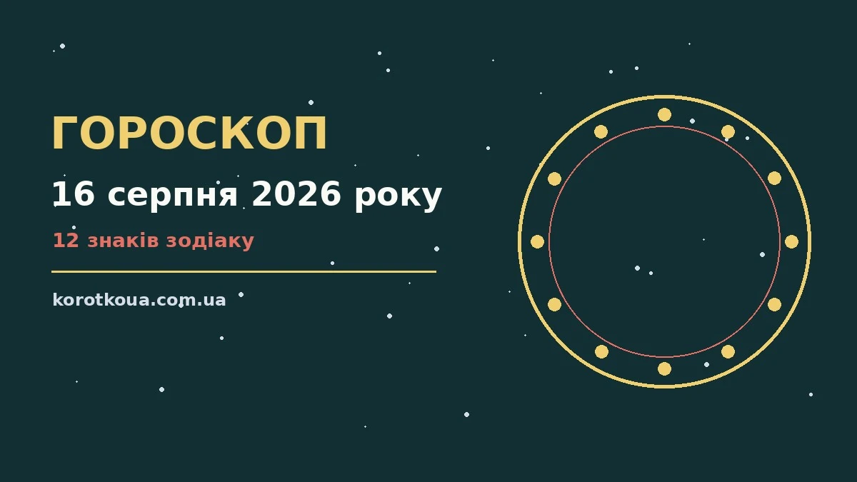 Гороскоп на 16 серпня 2026 року: настрій неділі, зосередженість і корисні звички