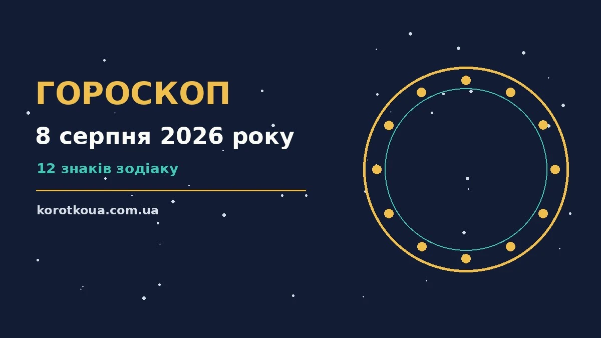 Гороскоп на 8 серпня 2026 року: символічна ілюстрація зі знаками Зодіаку на тлі ранкового неба