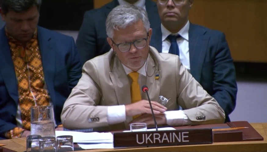 Андрій Мельник під час виступу в Раді Безпеки ООН