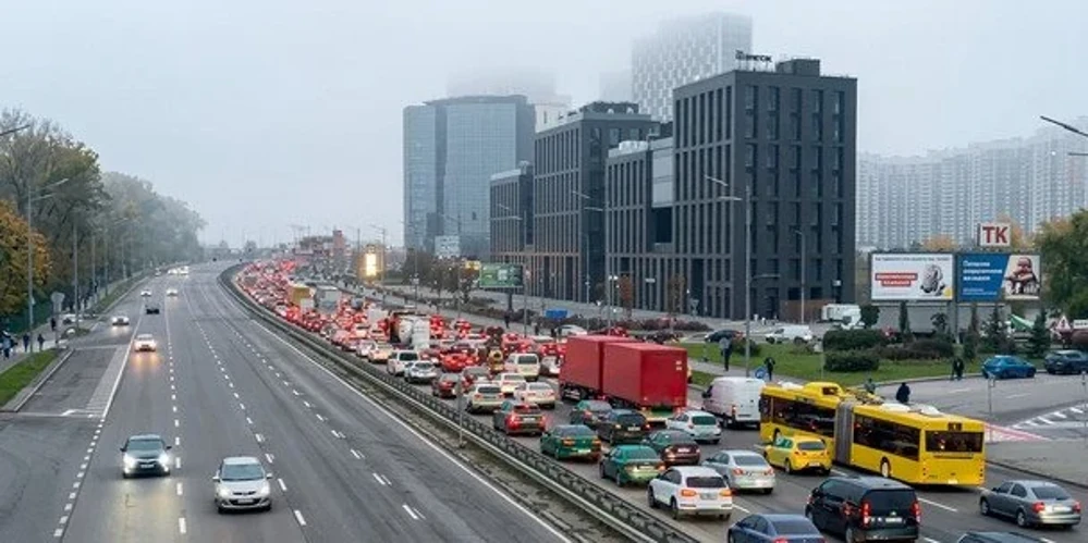 Затори в Києві та черги на автобус біля станції метро «Осокорки» 22 жовтня